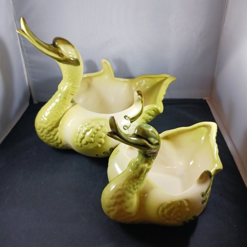 Vintage MCM Hulls Pottery Duck Planters (2pcs)